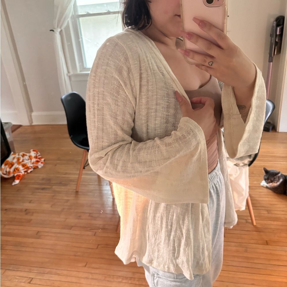 Maurices Cream Open-Front Cardigan